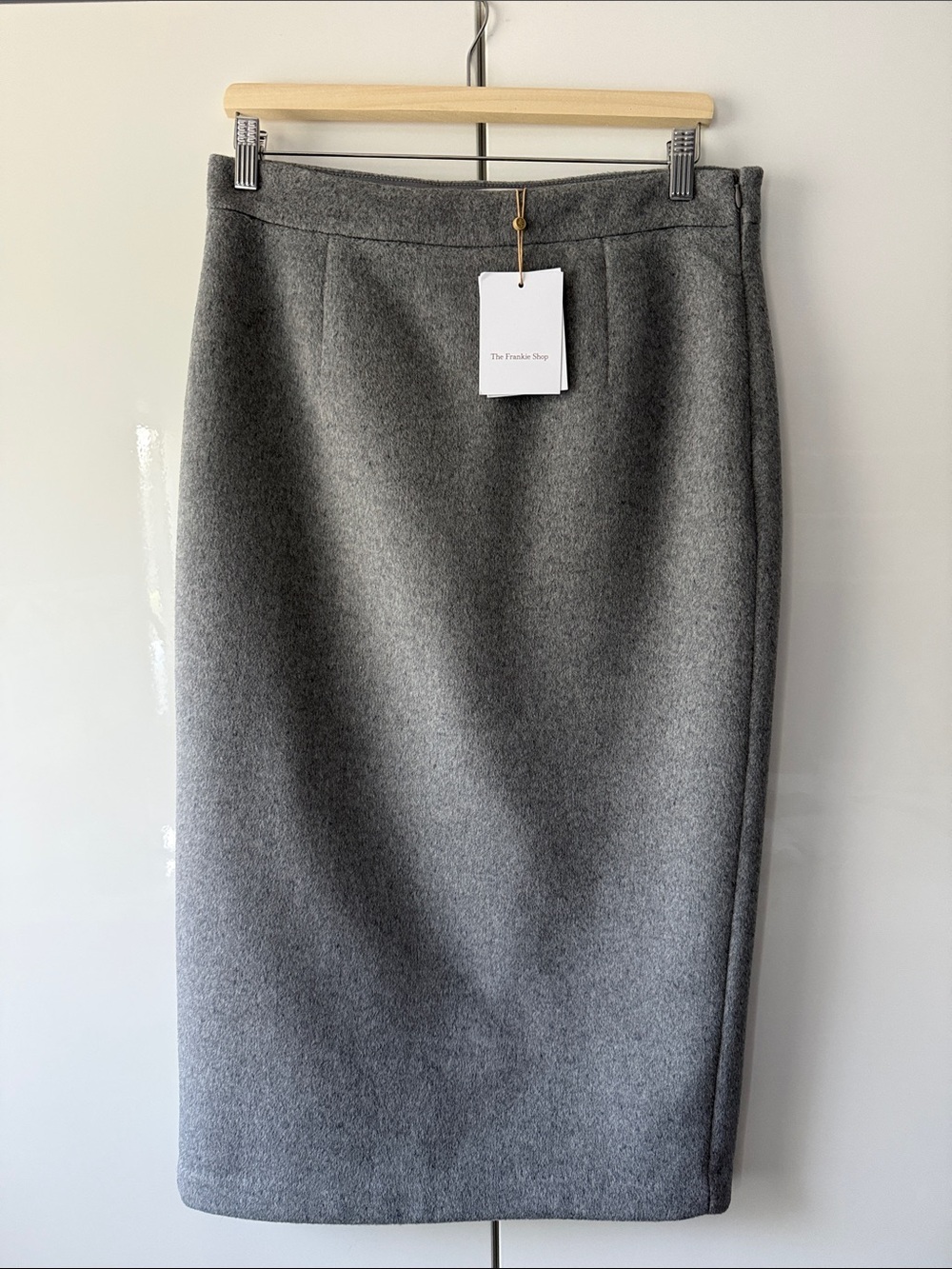 The Frankie Shop Arley Gray Wool Pencil Midi Skirt Medium